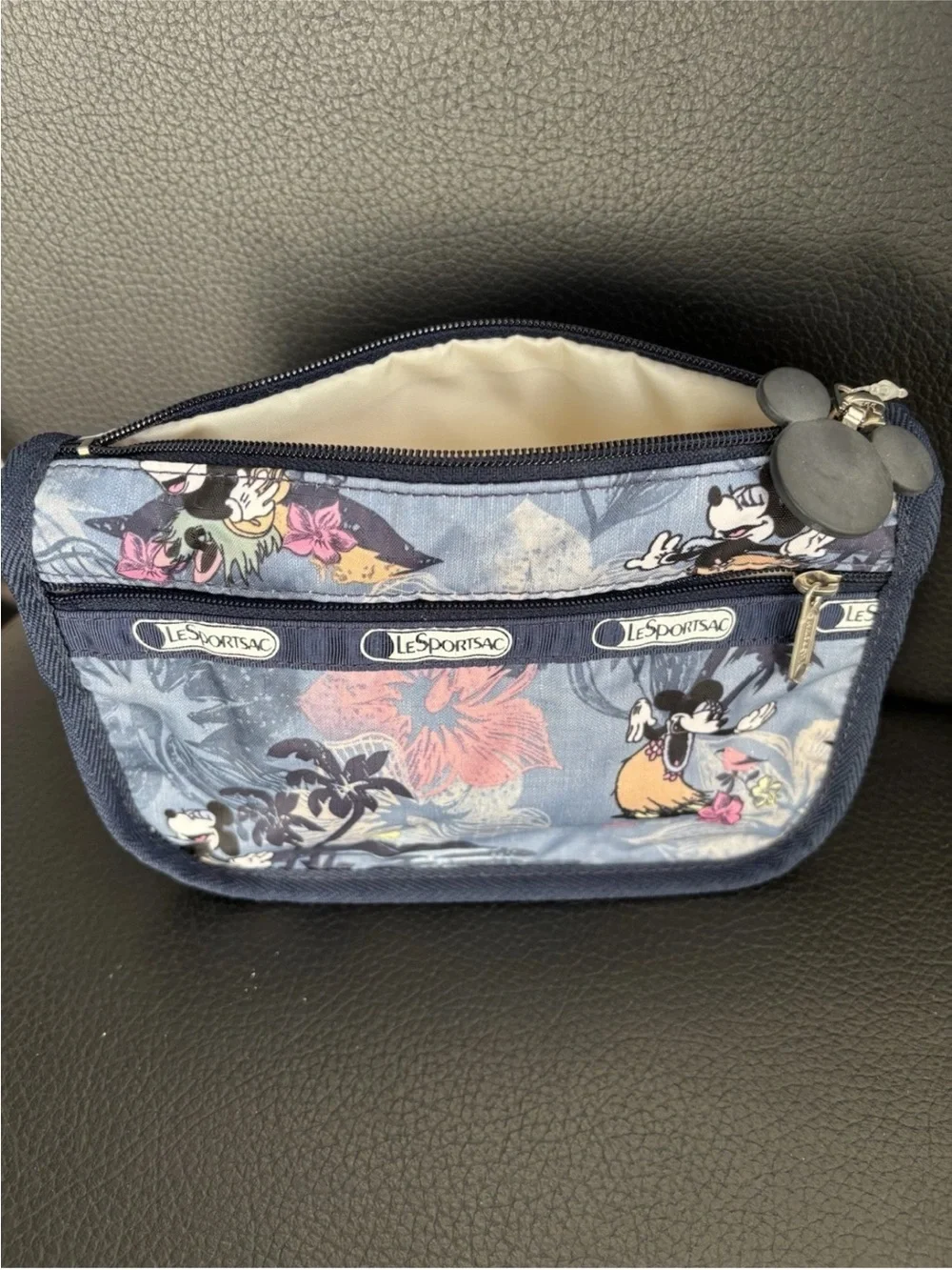 LeSportsac Navy Mickey Hawaiian Print Cosmetic Pouch